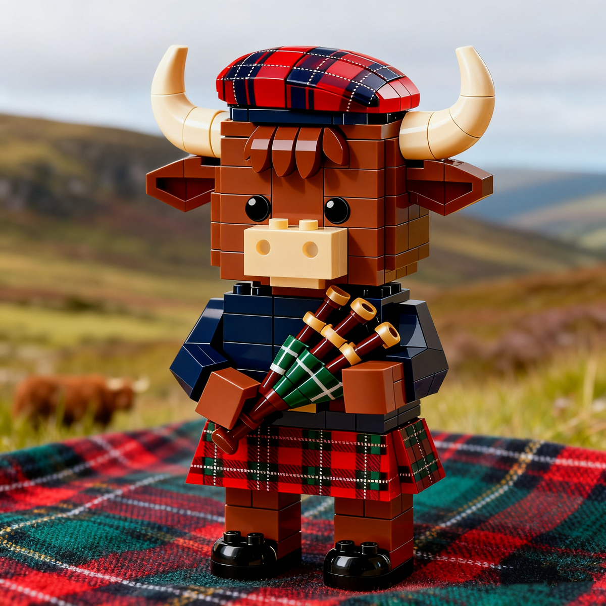2026 Limited Edition--Scottish Highland Cow Bagpiper Brick Set